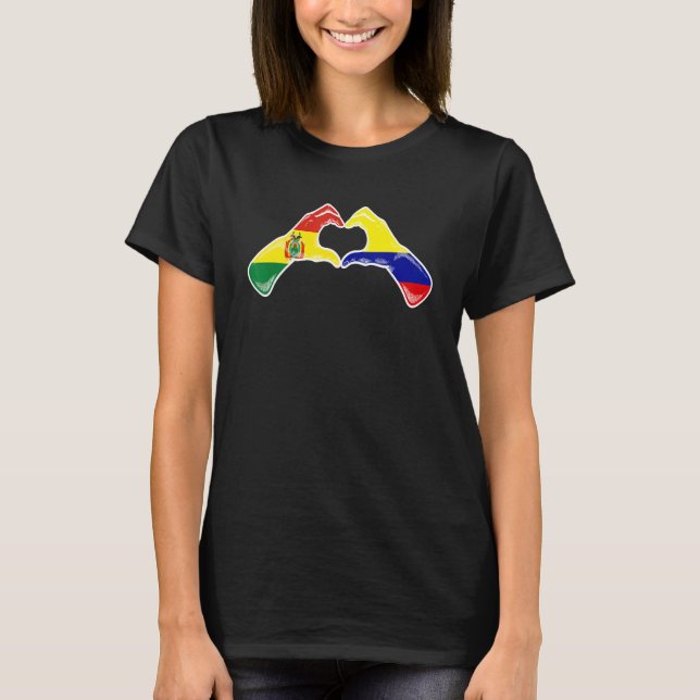 Colombia Bolivia Flag Colombian Bolivian Heart T-Shirt (Vorderseite)