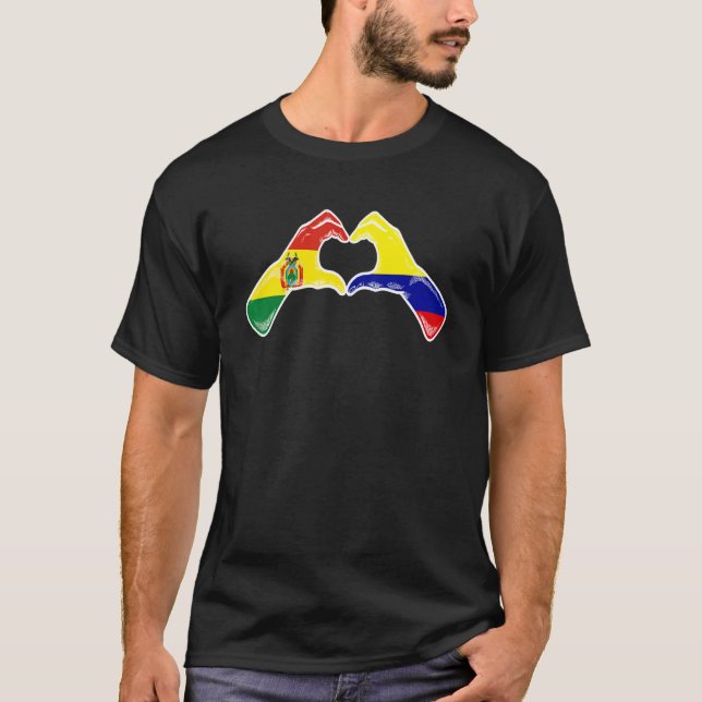 Colombia Bolivia Flag Colombian Bolivian Heart T-Shirt (Vorderseite)