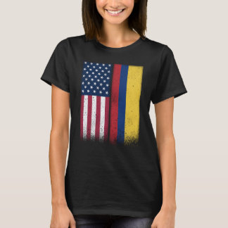 Colombia Colombian American Flags Proud USA Colomb T-Shirt