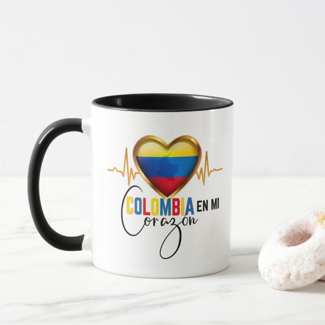 Colombia en mi Corazon Colombian Pride  Tasse (Mit Donut)