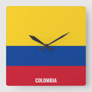 Colombia Flag Dazzling Patriotic Quadratische Wanduhr