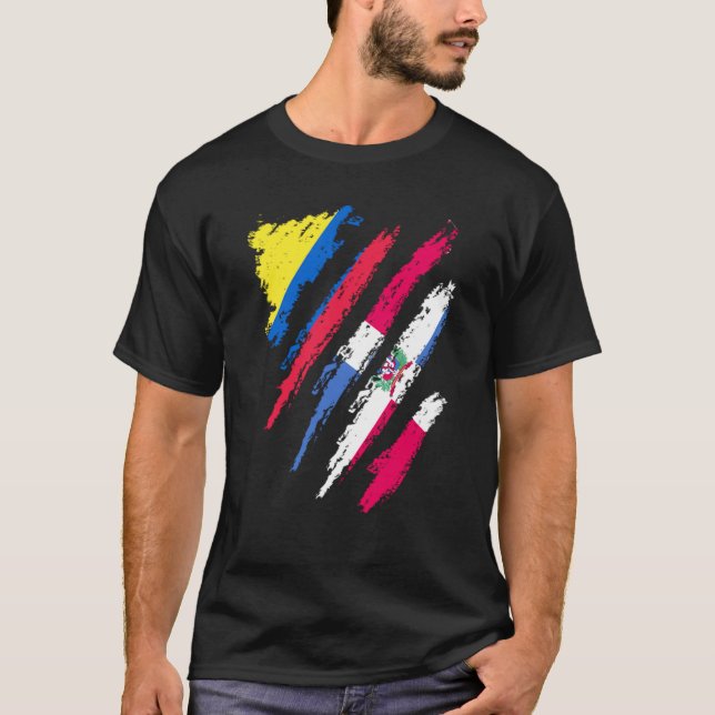 Colombia Flag Dominican Grown Patriot Country Stri T-Shirt (Vorderseite)