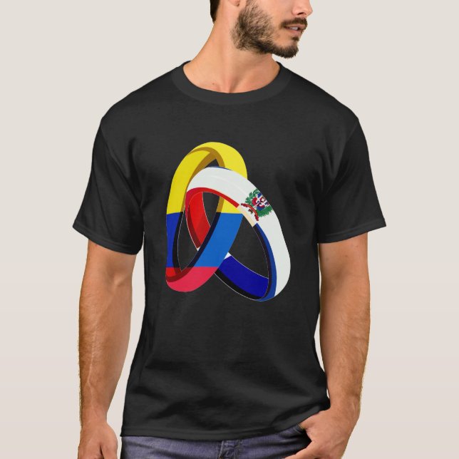 Colombia Flag Dominican Grown Ring Marriage Weddin T-Shirt (Vorderseite)