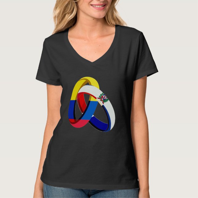 Colombia Flag Dominican Grown Ring Marriage Weddin T-Shirt (Vorderseite)