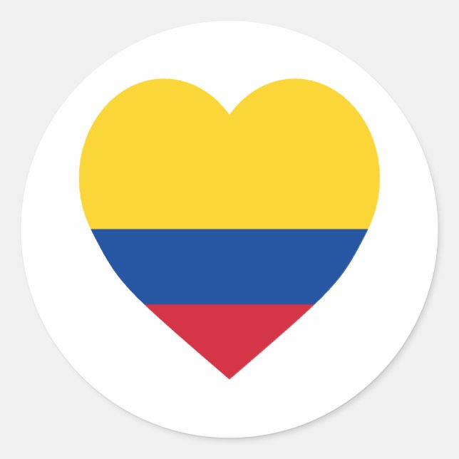Colombia Flag Heart Runder Aufkleber (Vorderseite)