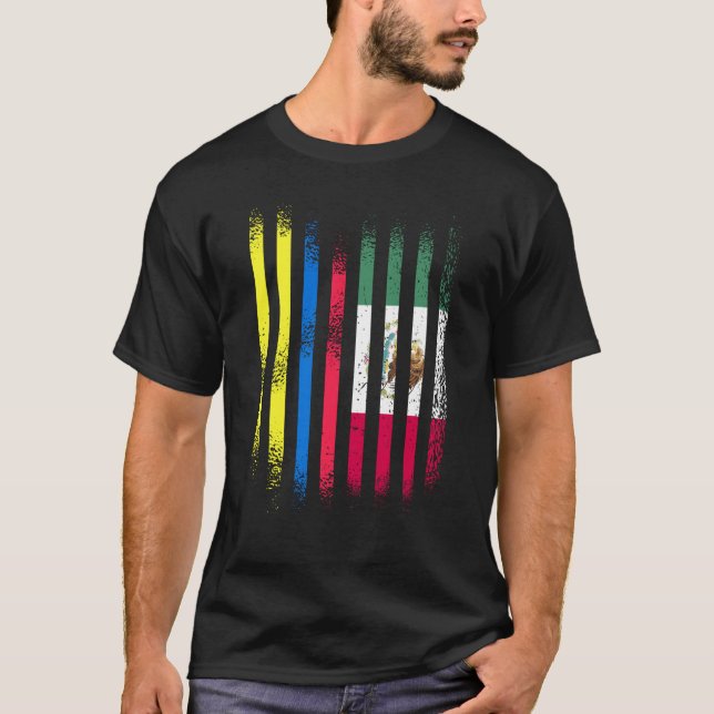 Colombia Flag Mexico Grown Country Flags Stripes T-Shirt (Vorderseite)