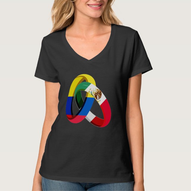Colombia Flag Mexico Grown Ring Marriage Wedding T-Shirt (Vorderseite)