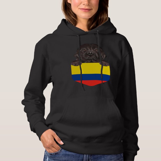 Colombia Flag Newfoundland Dog In Pocket Hoodie (Vorderseite)
