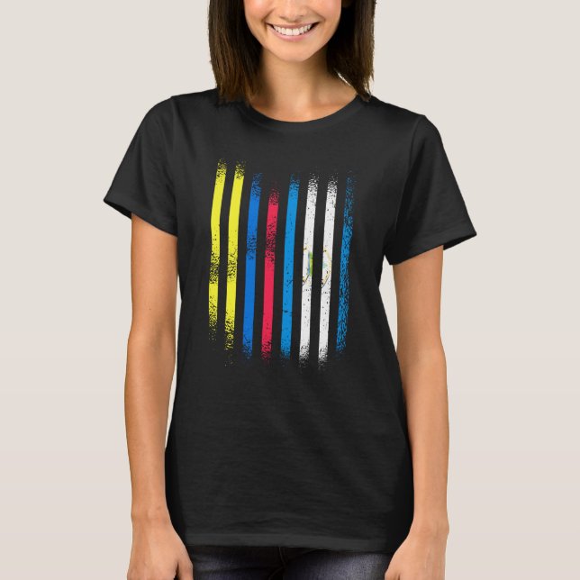 Colombia Flag Nicaragua Grown Country Flags Stripe T-Shirt (Vorderseite)