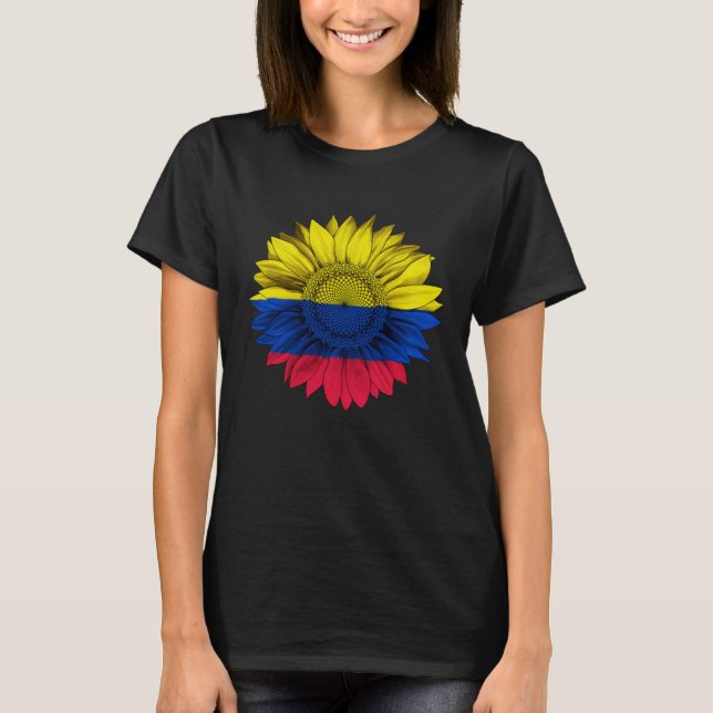 Colombia Flag Sunflower Colombian Roots Proud Patr T-Shirt (Vorderseite)