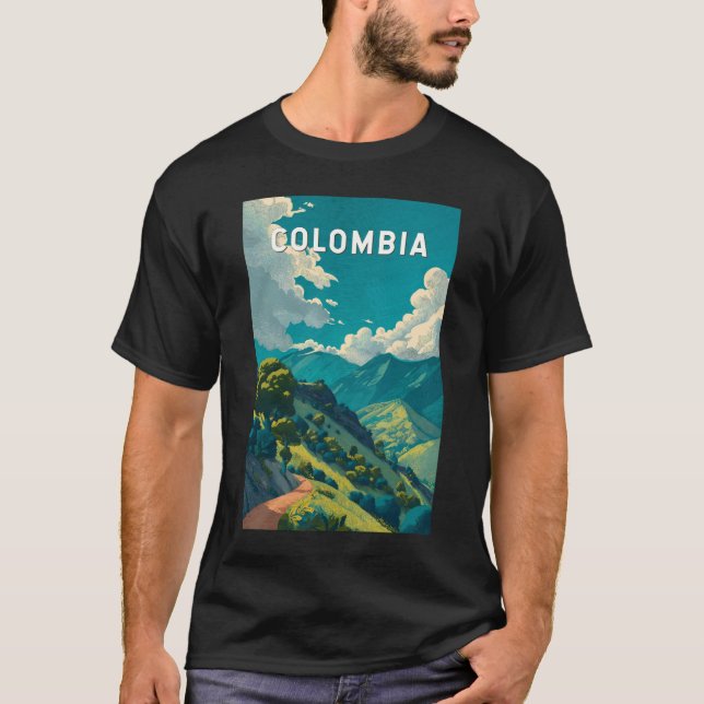 Colombia Illustration Travel Art Vintage T-Shirt (Vorderseite)
