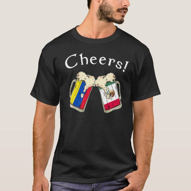 Colombia Mexico Flag Cheers Beer Grown Patriot Cou T-Shirt (Vorderseite)