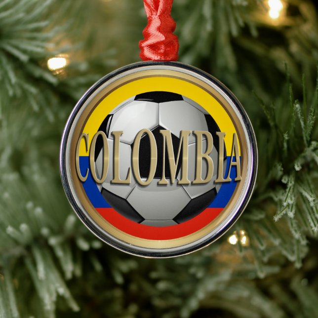 Colombia Soccer Ball Weihnachten Ornament Aus Metall (Baum)