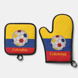 Colombia Soccer Poster Ofenhandschuh & Topflappen-Set