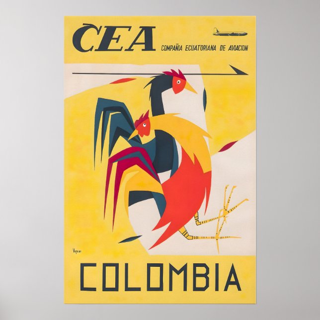 Colombia Travel Poster Colombian Art Print  (Vorne)