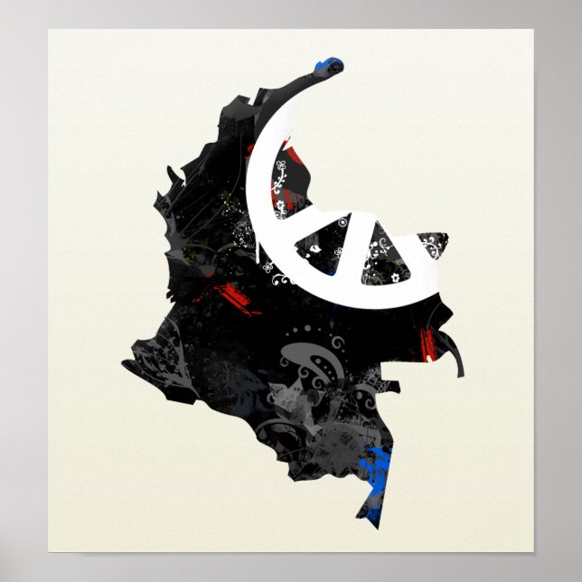 Colombia Trendy Peace Sign mit kolumbianischer Kar Poster (Vorne)