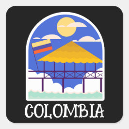 Colombia Vintage Travel Quadratischer Aufkleber