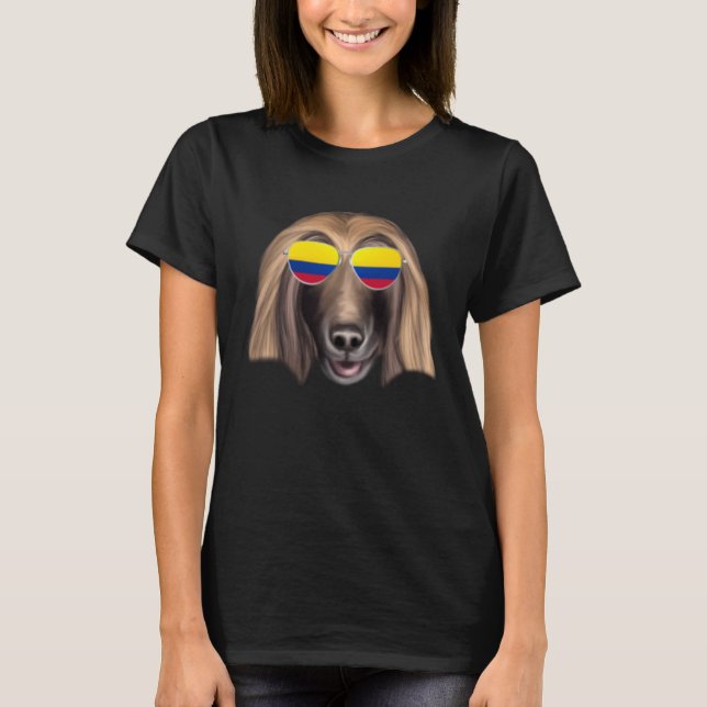 Colombian Flag Afghan Hound Dog Colombia Pocket T-Shirt (Vorderseite)