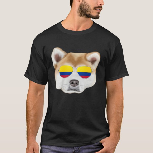 Colombian Flag Akita Dog Colombia Pocket T-Shirt (Vorderseite)