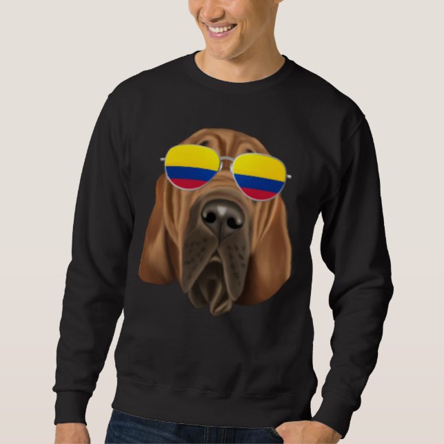 Colombian Flag Bloodhound Dog Colombia Pocket Sweatshirt (Vorderseite)