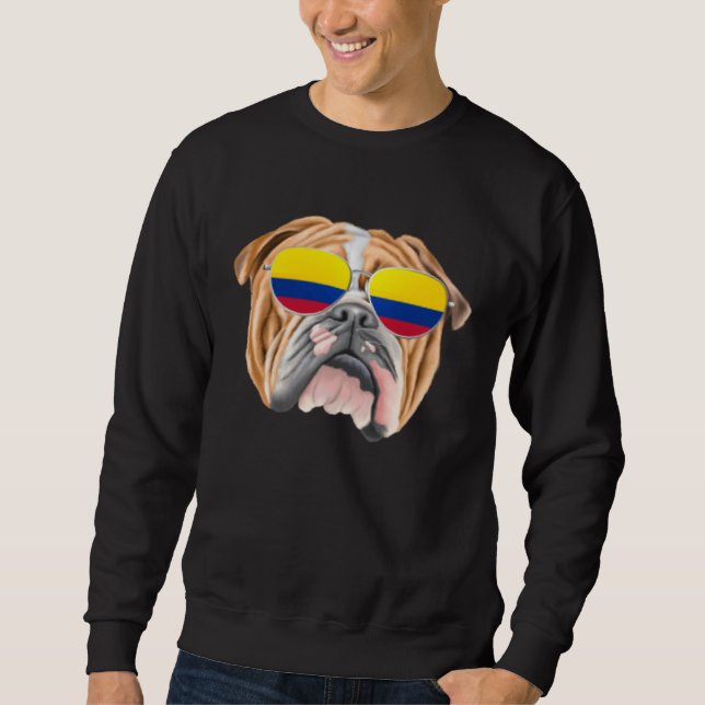 Colombian Flag Bulldog Dog Colombia Pocket Sweatshirt (Vorderseite)
