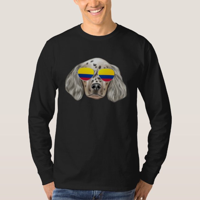 Colombian Flag English Setter Dog Colombia Pocket T-Shirt (Vorderseite)
