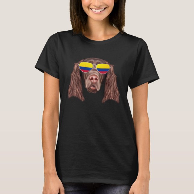 Colombian Flag Field Spaniel Dog Colombia Pocket T-Shirt (Vorderseite)