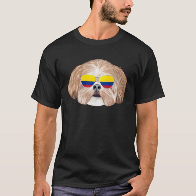 Colombian Flag Shih Tzu Dog Colombia Pocket T-Shirt (Vorderseite)