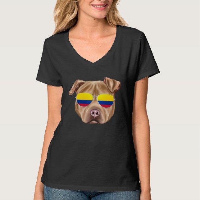 Colombian Flag Usa Staffordshire Terrier Dog Colom T-Shirt (Vorderseite)