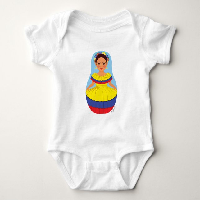 Colombian Matryoshka Baby Bodysuit Strampler (Vorderseite)