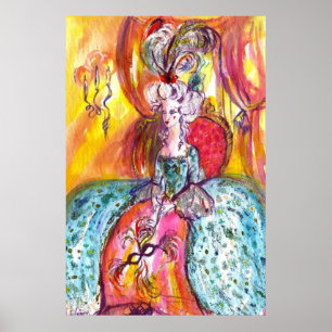 COLOMBINA ,DAME MIT MASKE Venezianischer Maskenbal Poster