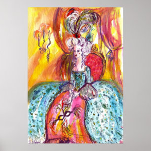 COLOMBINA, LADY MIT MASK Venezianische Maskerade Poster