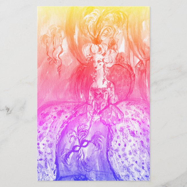 COLOMBINA / Venezianische Masquerade Masken Rosa B Briefpapier (Vorderseite)