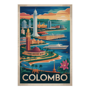 Colombo Sri Lanka Retro-Reiseposter-Kunst Poster