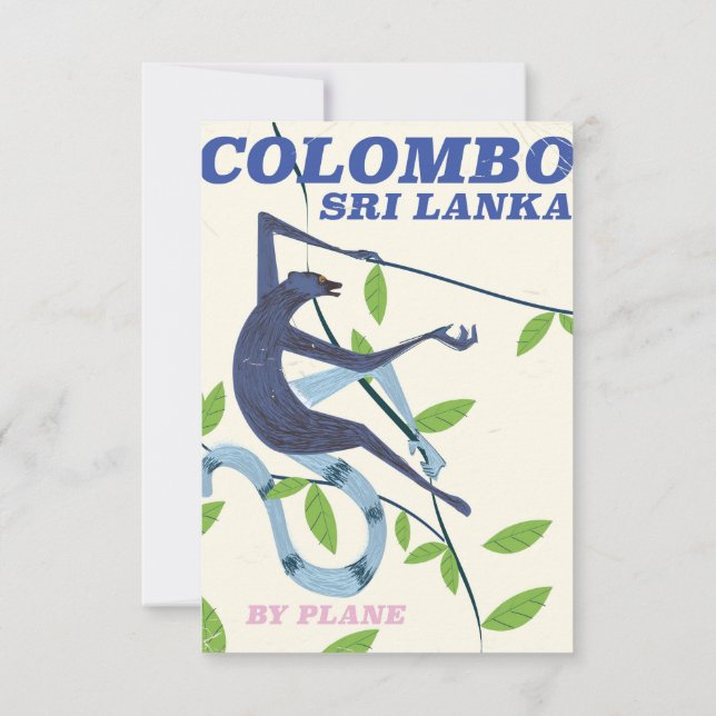 Colombo Sri Lanka Vintages Reiseplakat Einladung (Rückseite)