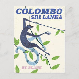 Colombo Sri Lanka Vintages Reiseplakat Postkarte
