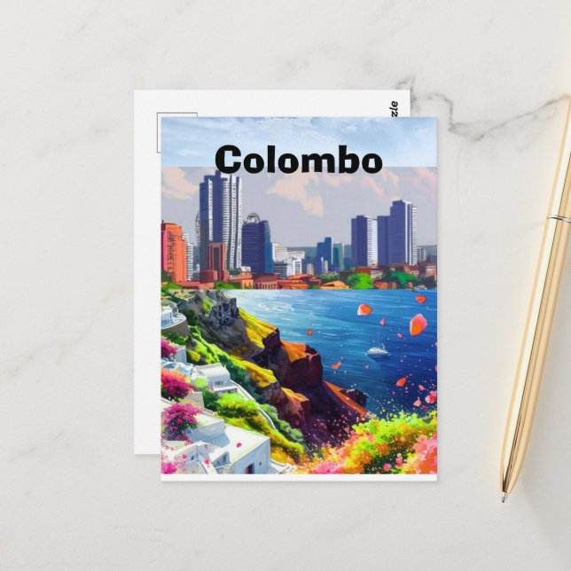 Colombo Travel Printable Poster - Sri Lanka Travel Postkarte (Vorderseite/Rückseite Beispiel)