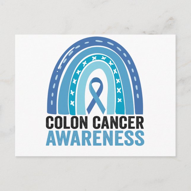 Colon Cancer Awareness Blue Rainbow Gift Postkarte (Vorderseite)