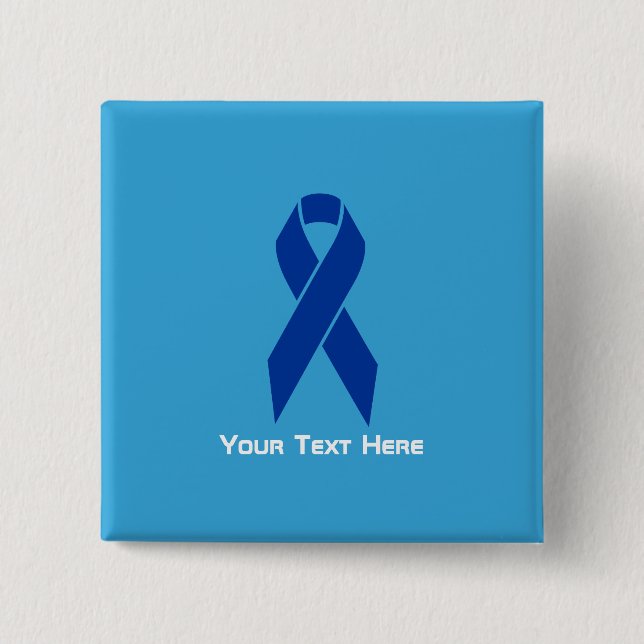 Colon Cancer Awareness Blue Ribbon Button (Vorderseite)