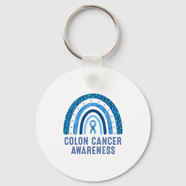 Colon Cancer Awareness Blue Ribbon Design Schlüsselanhänger (Vorderseite)