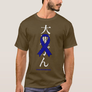 Colon Cancer Awareness Blue Ribbon Japanese Gift T-Shirt