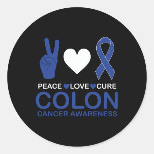 Colon Cancer Awareness Blue Ribbon Long Sleeve Runder Aufkleber
