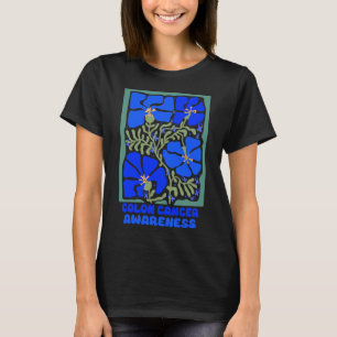 Colon Cancer Awareness Boho Blue Blume T-Shirt