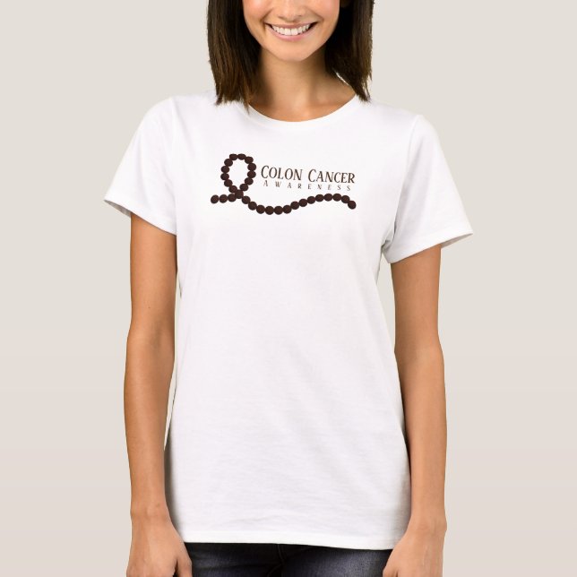 Colon Cancer Awareness Brown Ribbon Beads T-Shirt (Vorderseite)