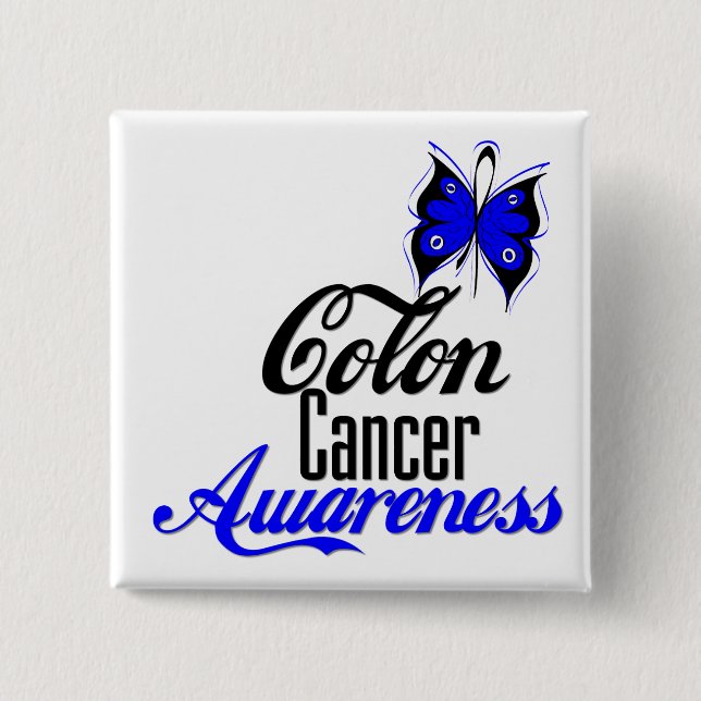 Colon Cancer Awareness Butterfly Button (Vorderseite)