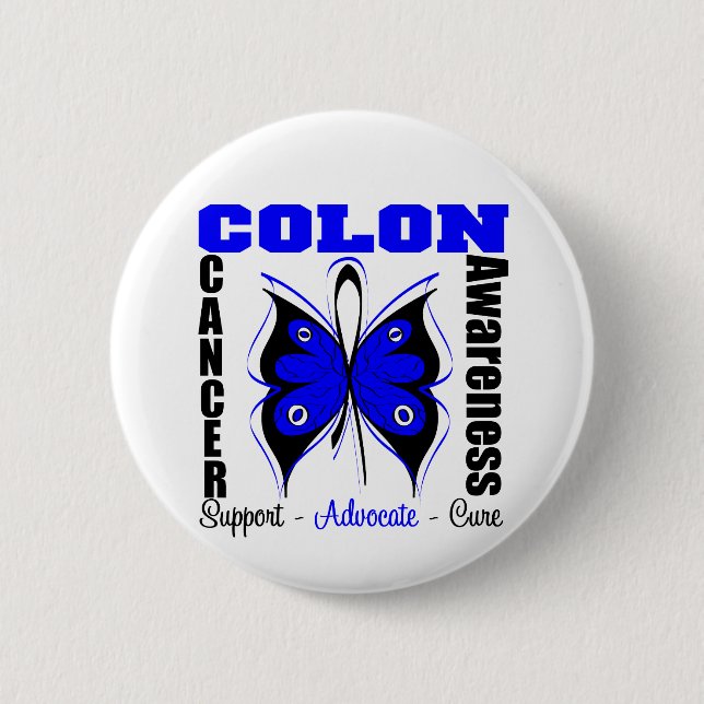 Colon Cancer Awareness Butterfly Button (Vorderseite)