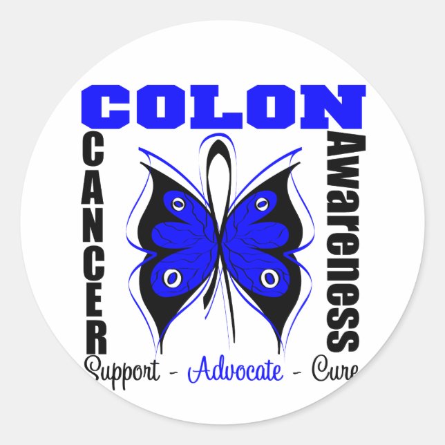 Colon Cancer Awareness Butterfly Runder Aufkleber (Vorderseite)