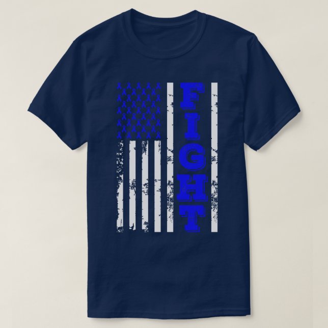 Colon Cancer Awareness Fight American Flag 4th of T-Shirt (Design vorne)