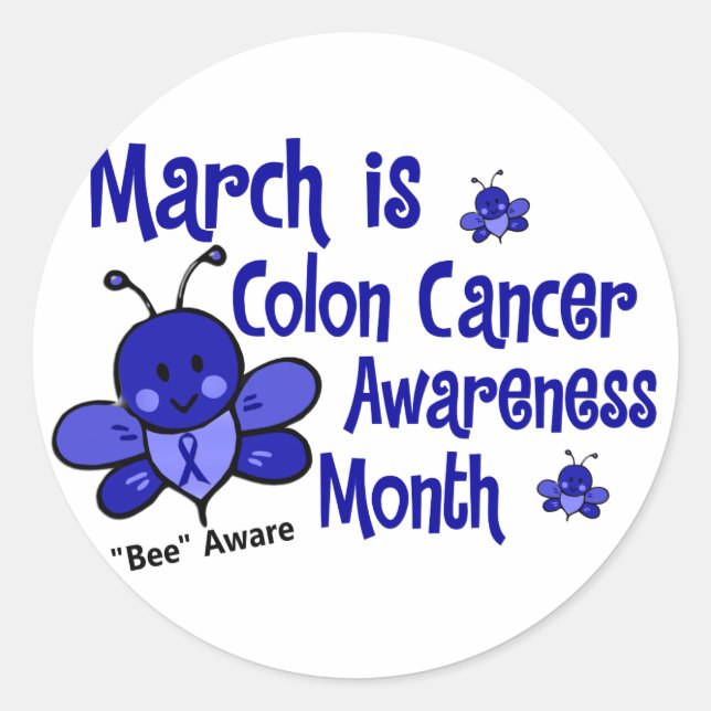 Colon Cancer Awareness Month Bee 1.3 Runder Aufkleber (Vorderseite)