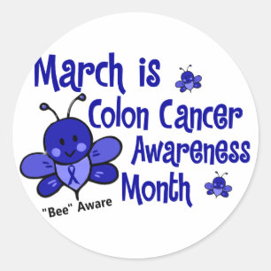 Colon Cancer Awareness Month Bee 1.3 Runder Aufkleber